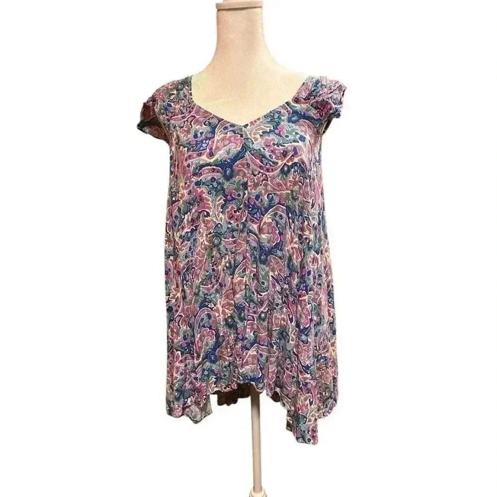 Matilda Jane Size Small Purple In The Maze Tunic Top Paisley‎ Boho High Low